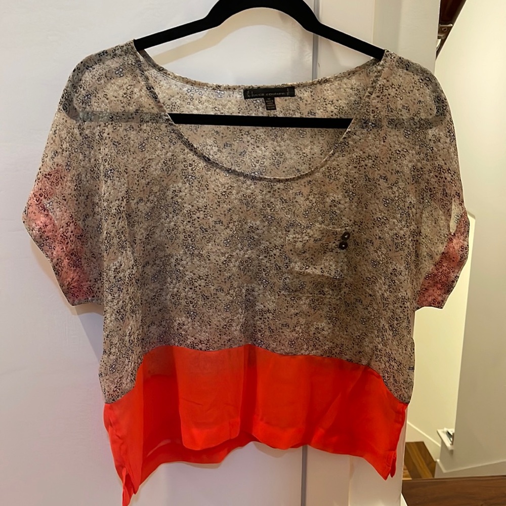 Chiffon cropped floral top